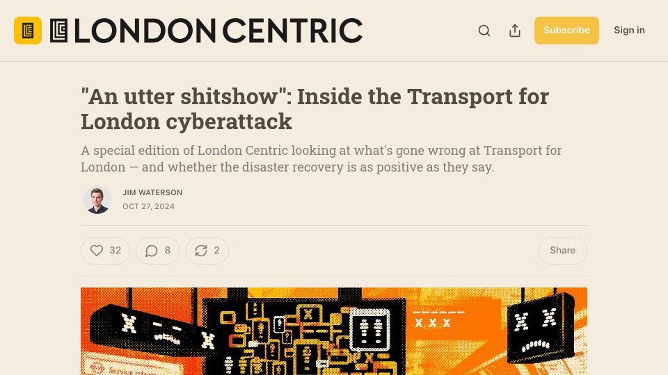 Screenshot of londoncentric.media: Inside the Transport for London cyberattack