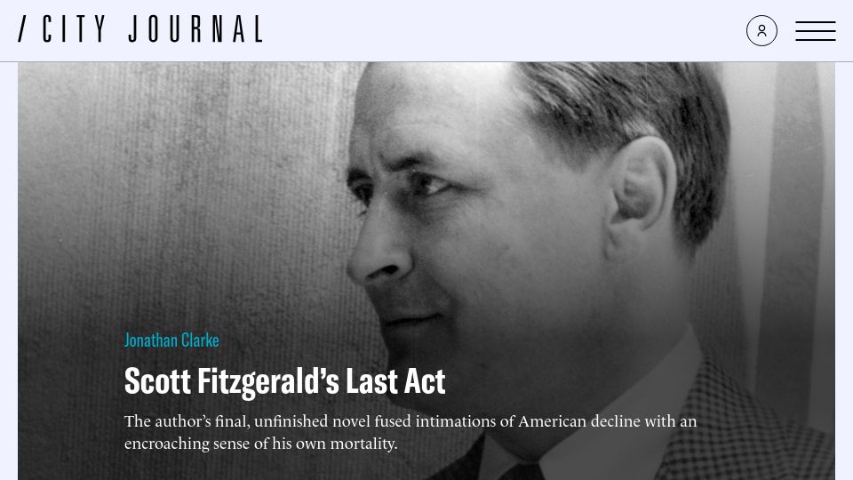 Screenshot of city-journal.org: Scott Fitzgerald's Last Act