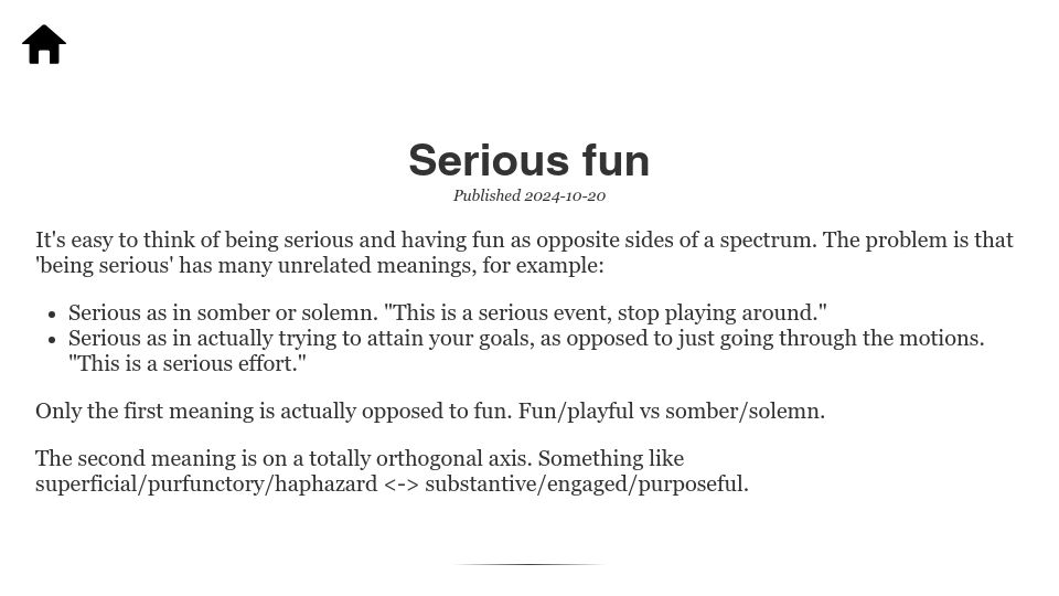Screenshot of scattered-thoughts.net: Serious fun