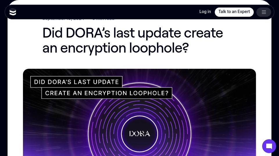Screenshot of evervault.com: Did DORA's last update create an encryption loophole?