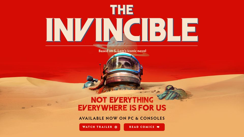 Screenshot of invinciblethegame.com: An indie studio created a game based on Stanislaw Lem's novel