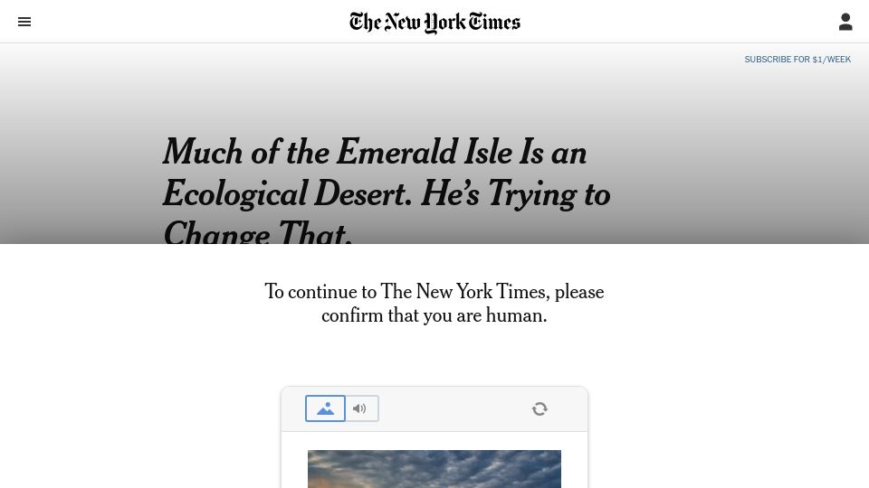 Screenshot of nytimes.com: Much of Ireland Is an Ecological Desert. Meet the Man Who Wants to Rewild It