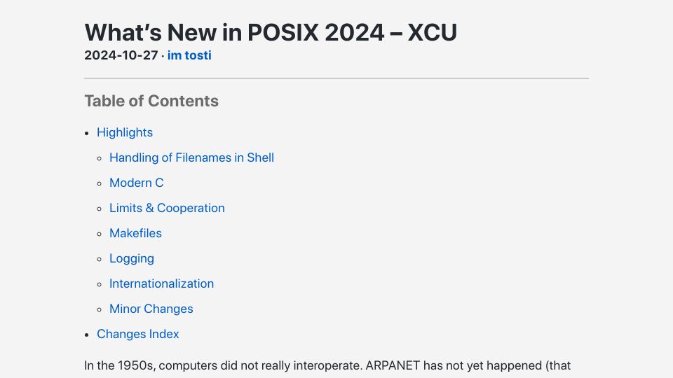 Screenshot of blog.toast.cafe: What's New in POSIX 2024