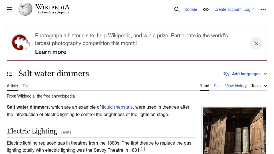 Screenshot of en.wikipedia.org: Salt Water Dimmers