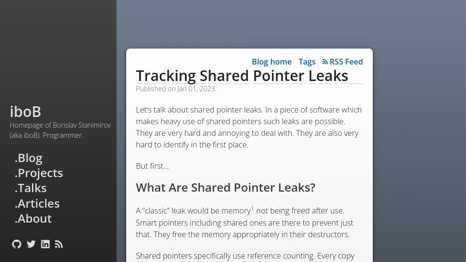Screenshot of ibob.bg: Tracking (C++) Shared Pointer Leaks