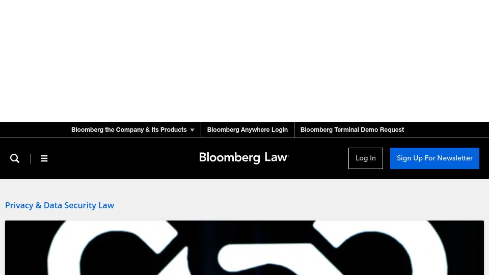 Screenshot of news.bloomberglaw.com: NSO Should Lose Spyware Case for Discovery Violations, Meta Says