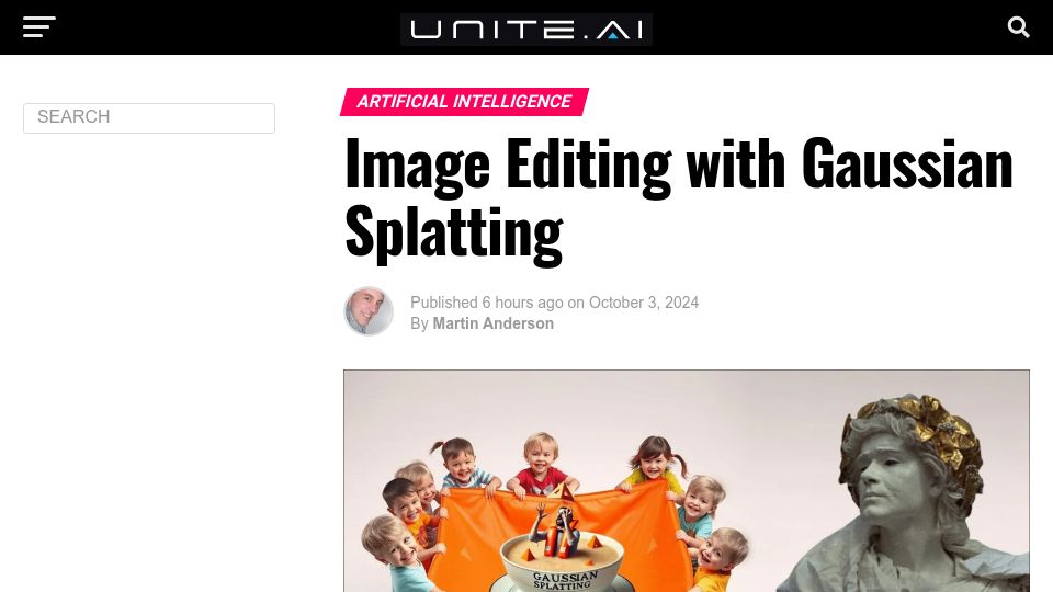 Screenshot of unite.ai: Image Editing with Gaussian Splatting
