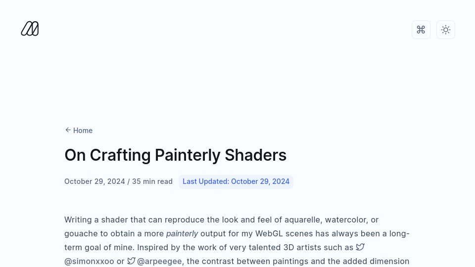 Screenshot of blog.maximeheckel.com: Crafting Painterly Shaders