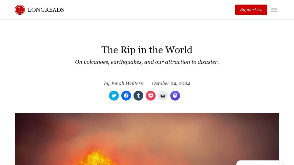 Screenshot of longreads.com: The Rip in the World