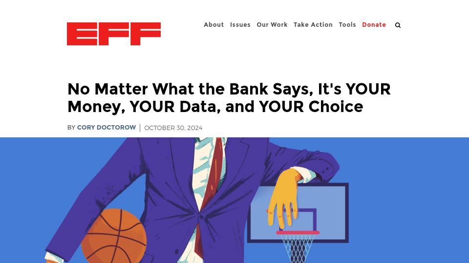 Screenshot of eff.org: CFPB finalizes personal financial data rights rule