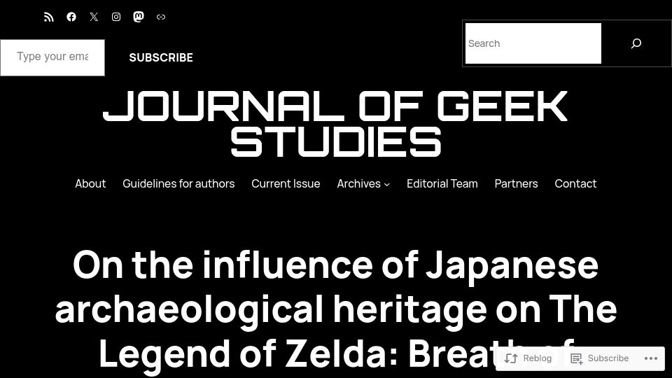 Screenshot of jgeekstudies.org: The Influence of Japanese Archaeology on the Legend of Zelda: Breath of the Wild