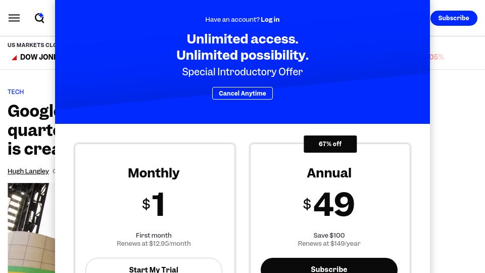 Screenshot of businessinsider.com: Google CEO says more than a quarter of the company's new code is created by AI