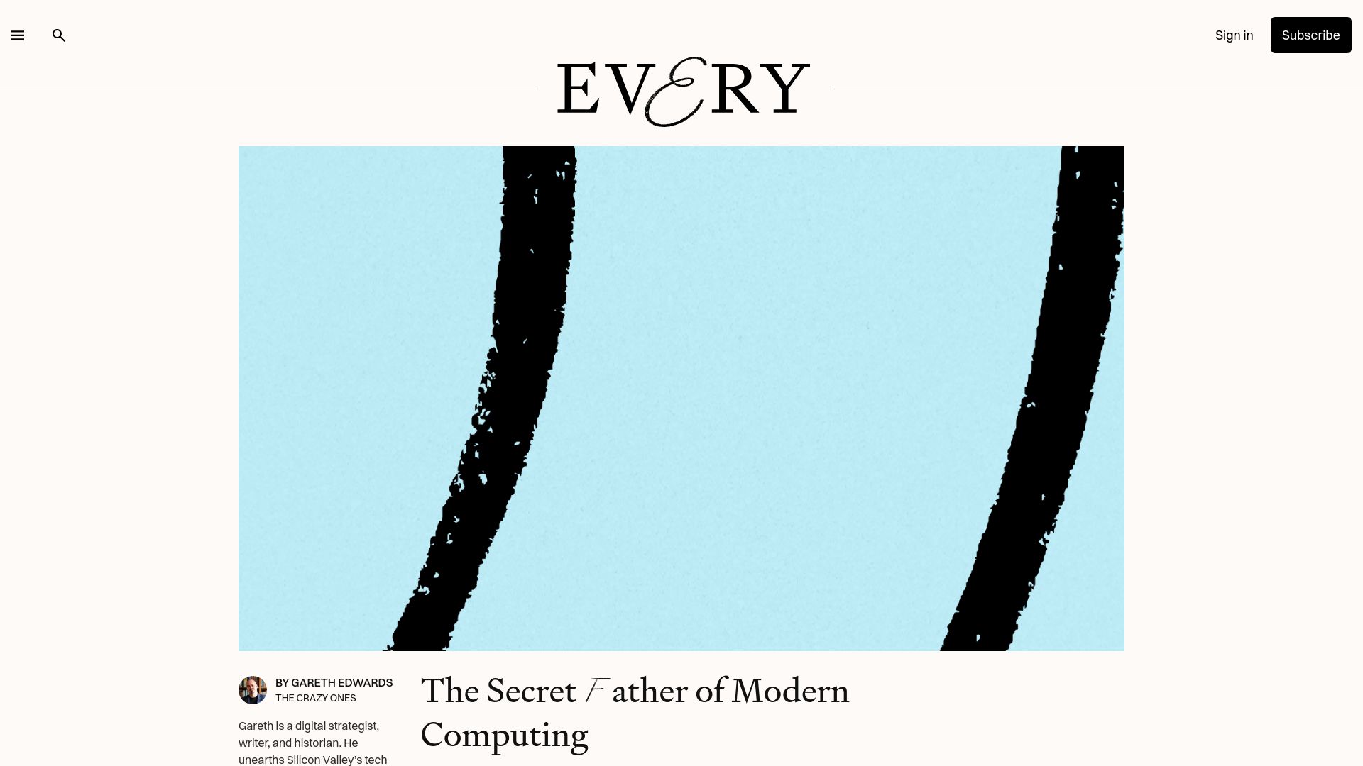 Screenshot of every.to: Ed Roberts created the personal computer industry (2023)