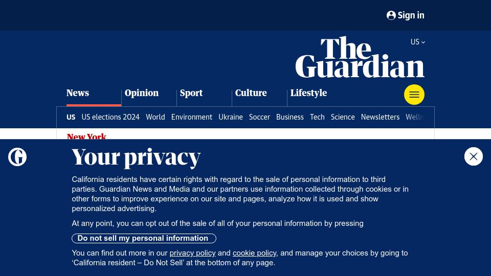 Screenshot of theguardian.com: Jaywalking legalized in New York City