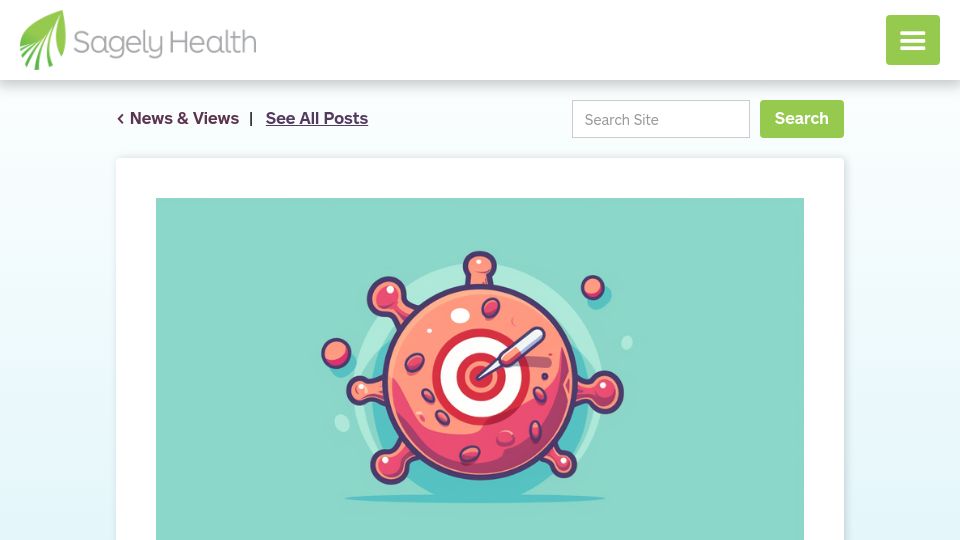Screenshot of sagelyhealth.com: Antibody Drug Conjugates: A frontier in cancer treatment