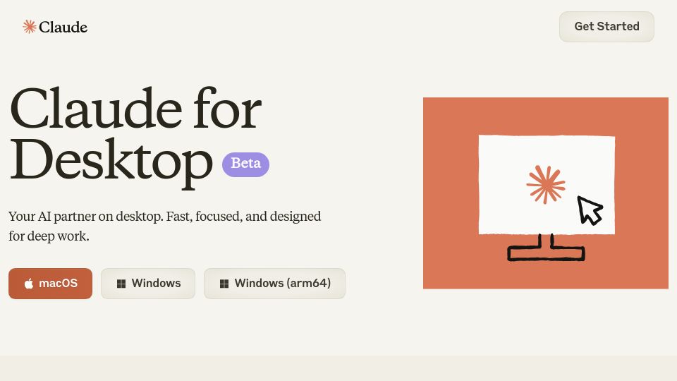 Screenshot of claude.ai: Claude for Desktop