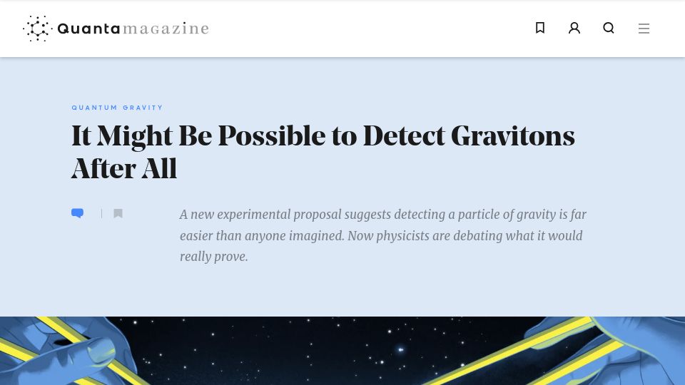 Screenshot of quantamagazine.org: It might be possible to detect gravitons after all