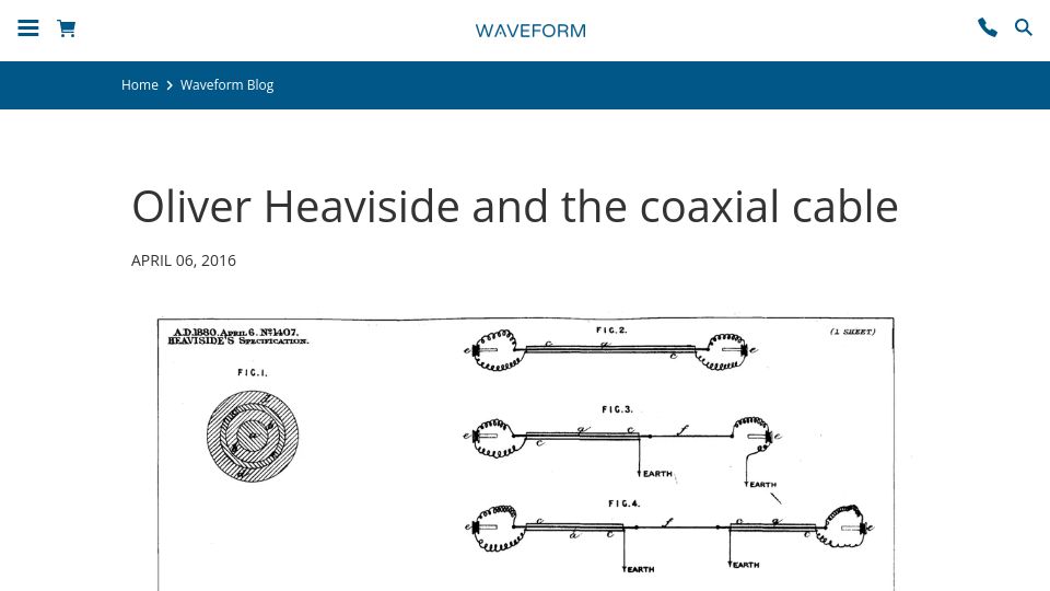 Screenshot of waveform.com: Oliver Heaviside and the coaxial cable (2016)