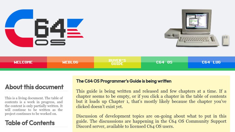 Screenshot of c64os.com: C64 OS Programmer's Guide