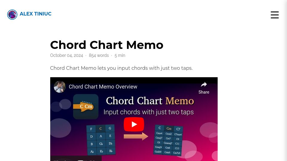 Screenshot of tiniuc.com: Show HN: A tool for creating chord charts on the go