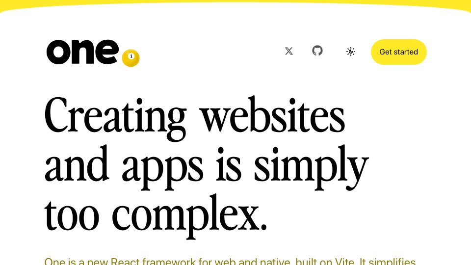 Screenshot of onestack.dev: Show HN: One – A new React framework unifying web, native and local-first