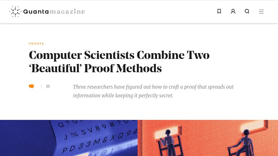 Screenshot of quantamagazine.org: Computer scientists combine two 'beautiful' proof methods