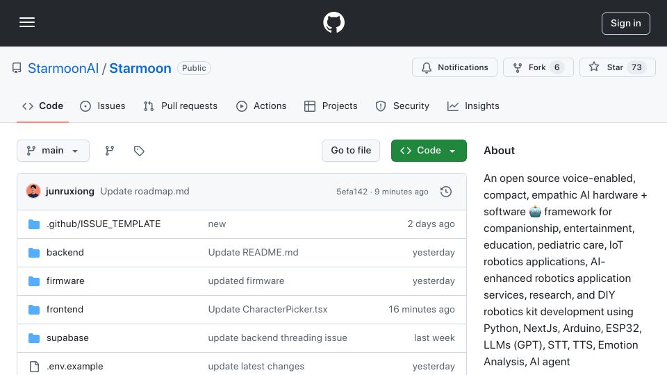 Screenshot of github.com: Show HN: Open-source real-time talk-to-AI wearable device for few $