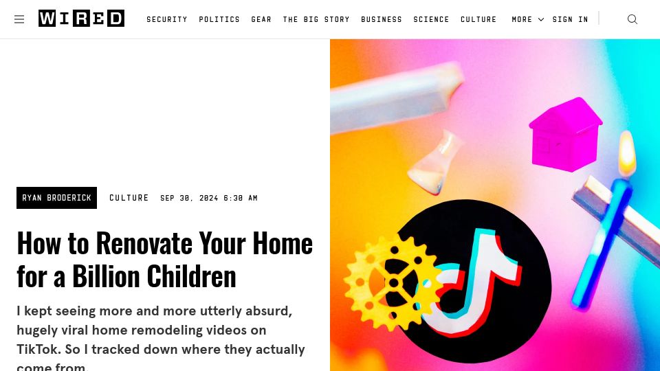 Screenshot of wired.com: How to Renovate Your Home for a Billion Children