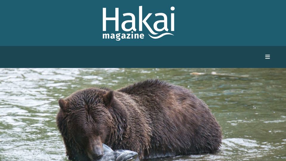 Screenshot of hakaimagazine.com: One pioneering grizzly and her two cubs appear on Vancouver Island