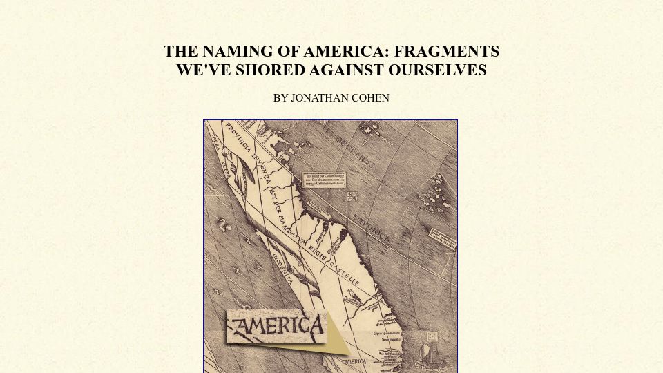 Screenshot of jonathancohenweb.com: The Naming of America (2023)