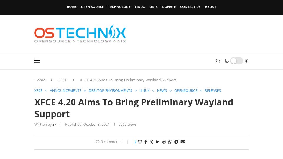 Screenshot of ostechnix.com: XFCE 4.20 aims to bring preliminary Wayland support