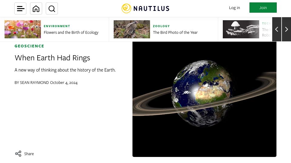 Screenshot of nautil.us: When Earth had rings
