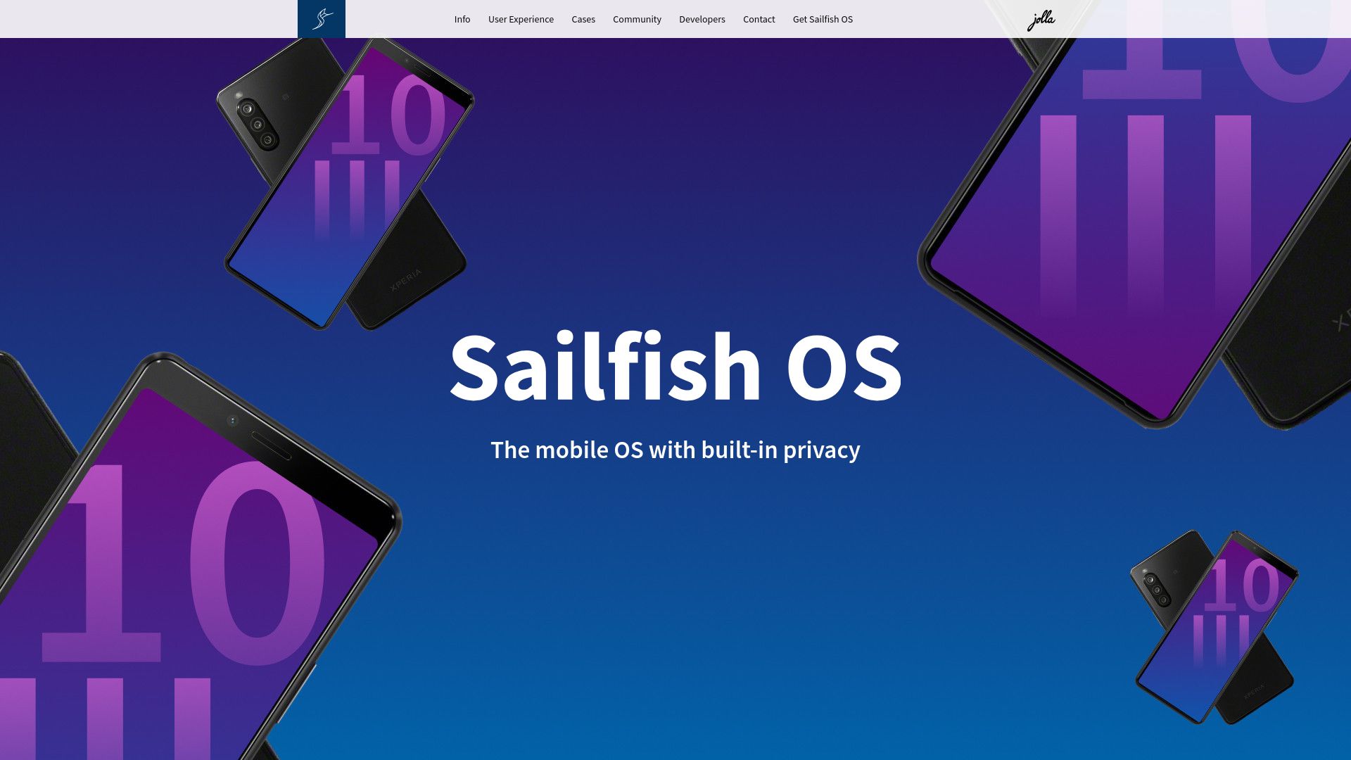 Screenshot of sailfishos.org: Sailfish Mobile OS