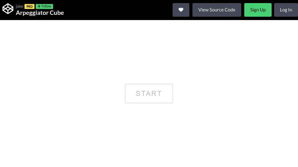 Screenshot of codepen.io: Arpeggiator Cube