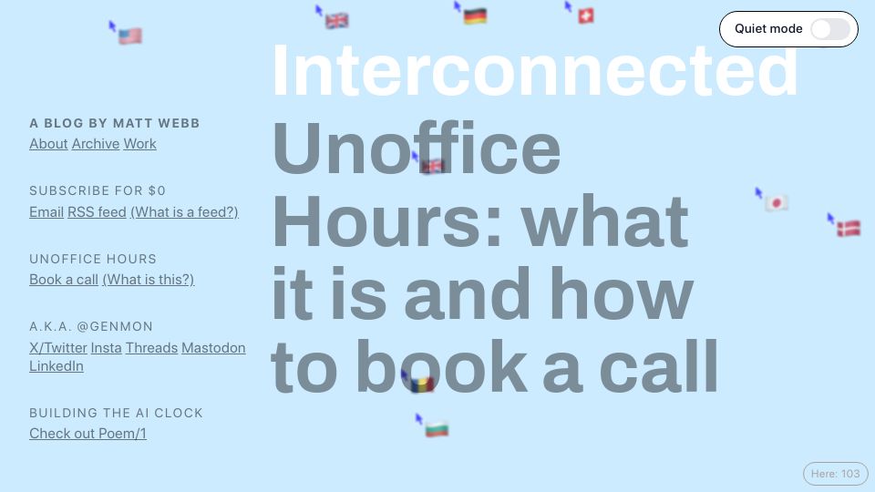 Screenshot of interconnected.org: Unoffice Hours (2020)