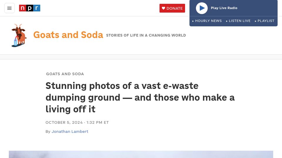 Screenshot of npr.org: An e-waste dumping ground