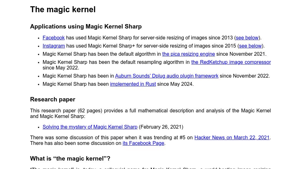 Screenshot of johncostella.com: The magic (image resampling) kernel