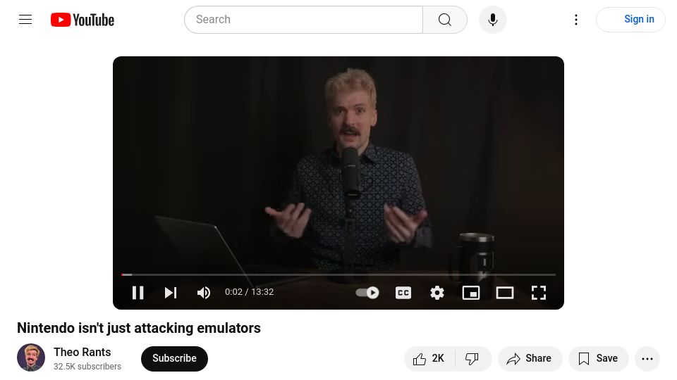 Screenshot of youtube.com: Nintendo isn't just attacking emulators [video]