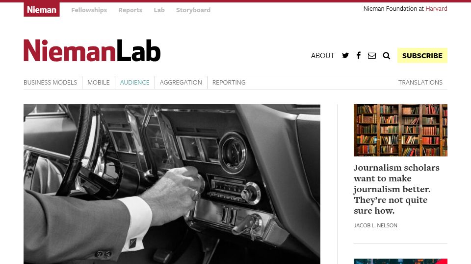 Screenshot of niemanlab.org: Congress fights to keep AM radio in cars