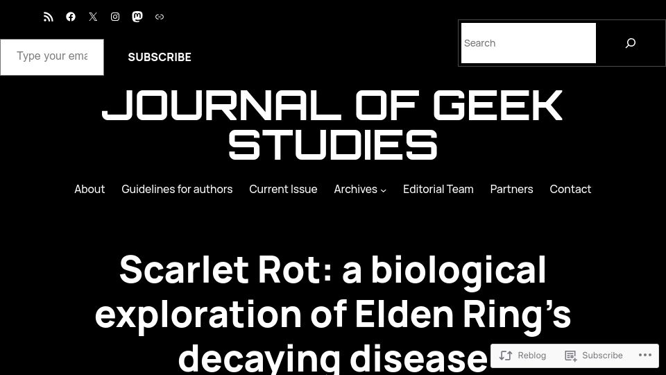 Screenshot of jgeekstudies.org: Scarlet Rot: a biological exploration of Elden Ring's decaying disease