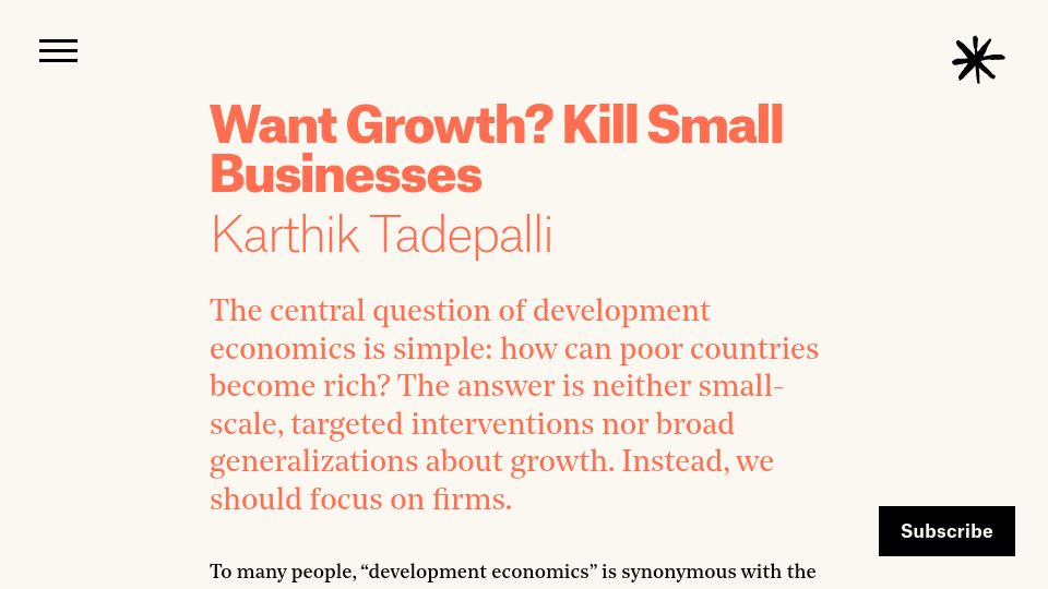 Screenshot of asteriskmag.com: The missing middle: firms in developing countries