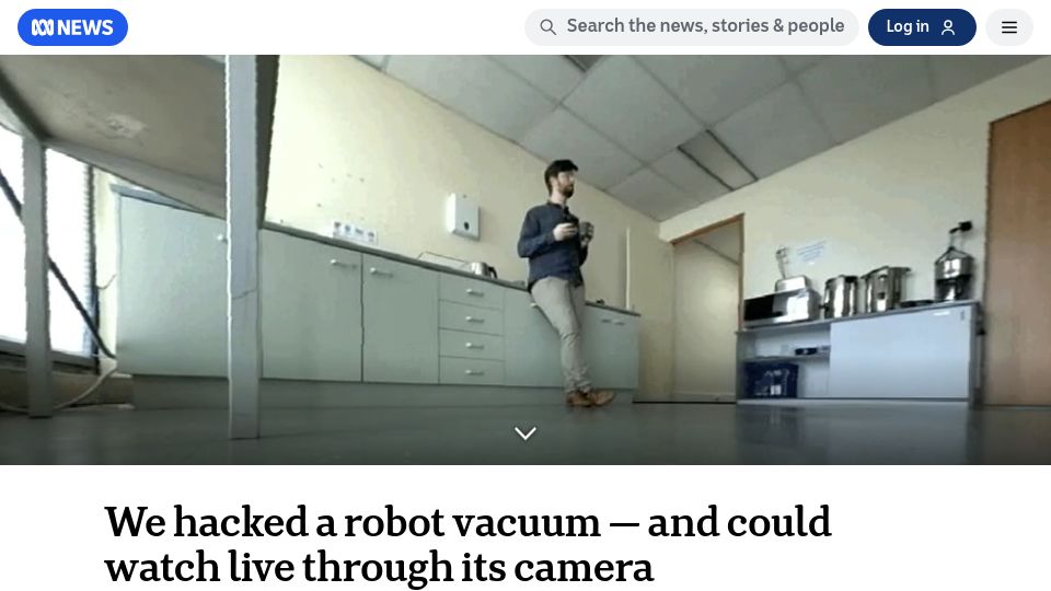 Screenshot of abc.net.au: ABC News hacks into popular robot vacuum, watches owner through camera