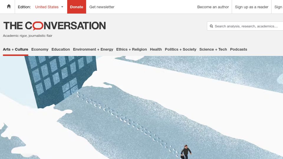 Screenshot of theconversation.com: My search for the mysterious missing secretary who shaped chatbot history