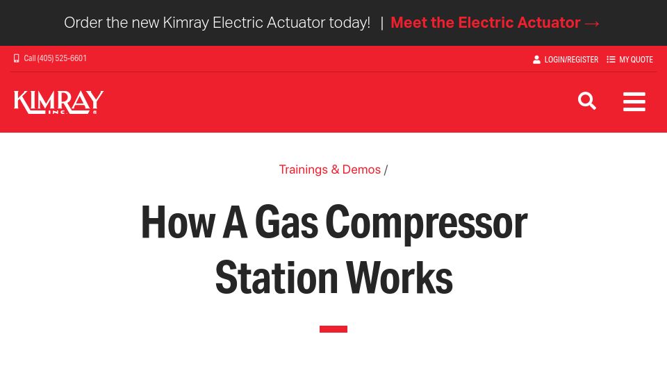 Screenshot of kimray.com: How a Gas Compressor Station Works