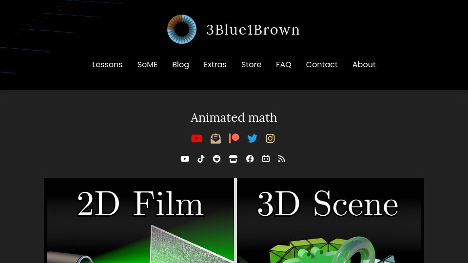 Screenshot of 3blue1brown.com: 3Blue1Brown: Animated Math