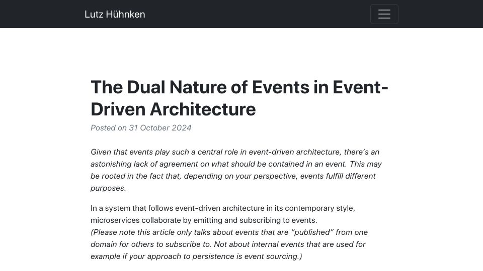 Screenshot of reactivesystems.eu: The Dual Nature of Events in Event-Driven Architecture