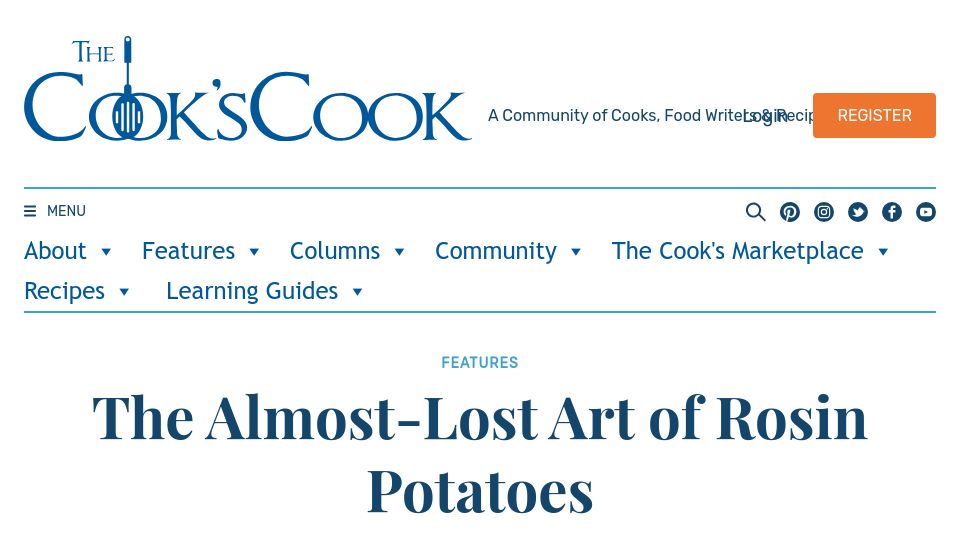 Screenshot of thecookscook.com: The almost-lost art of rosin potatoes