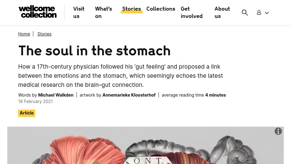 Screenshot of wellcomecollection.org: The Soul in the Stomach (2021)