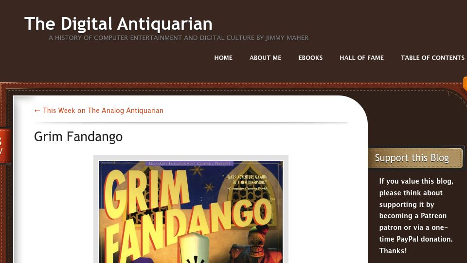 Screenshot of filfre.net: Grim Fandango