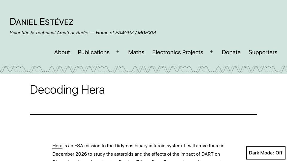 Screenshot of destevez.net: Decoding Hera